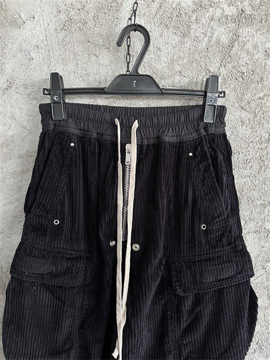 Rick Owens DRKSHDW Cargo Calça Cotelê (Alta Qualidade)