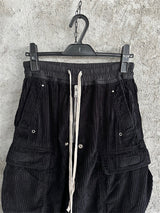 Rick Owens DRKSHDW Cargo Calça Cotelê (Alta Qualidade)