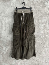 Rick Owens DRKSHDW Cargo Calça Green Cotelê (Alta Qualidade)