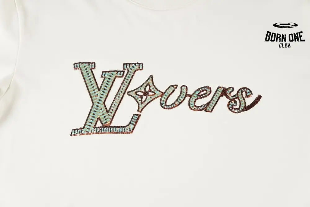 Camiseta Louis Vuitton White Embroidered Lovers