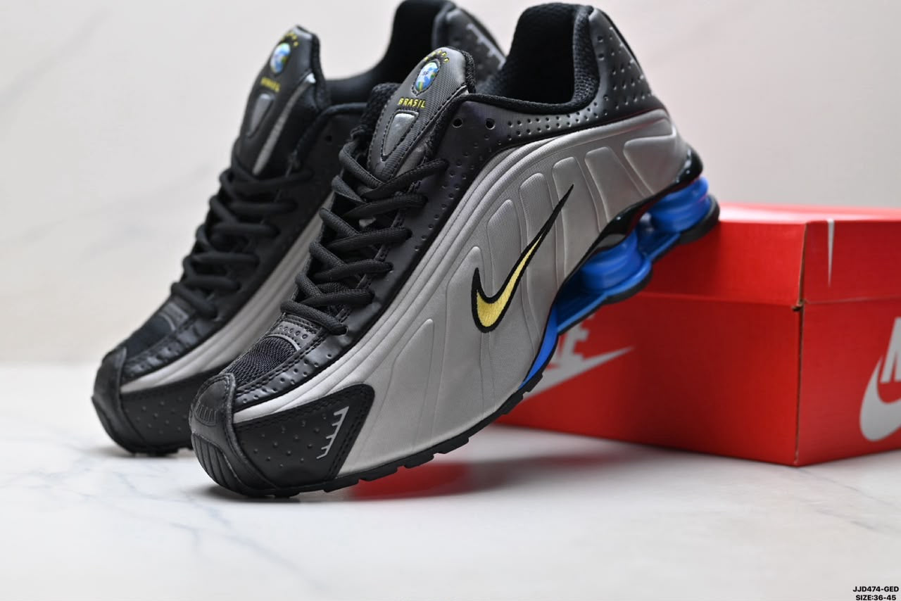 Nike Shox R4 “Brazil” Cinza/Preto/Azul