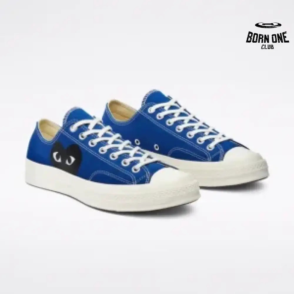 Comme des Garcons Converse Blue Low Top with Black Heart