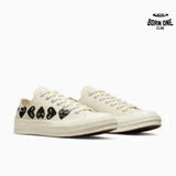 Comme des Garcons White Converse Low Top with Multi Hearts