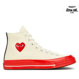 Comme des Garcons Converse White High Top with Signature Red Sole