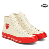 Comme des Garcons Converse White High Top with Signature Red Sole
