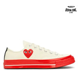 Comme des Garcons Converse White Low Top with Signature Red Sole