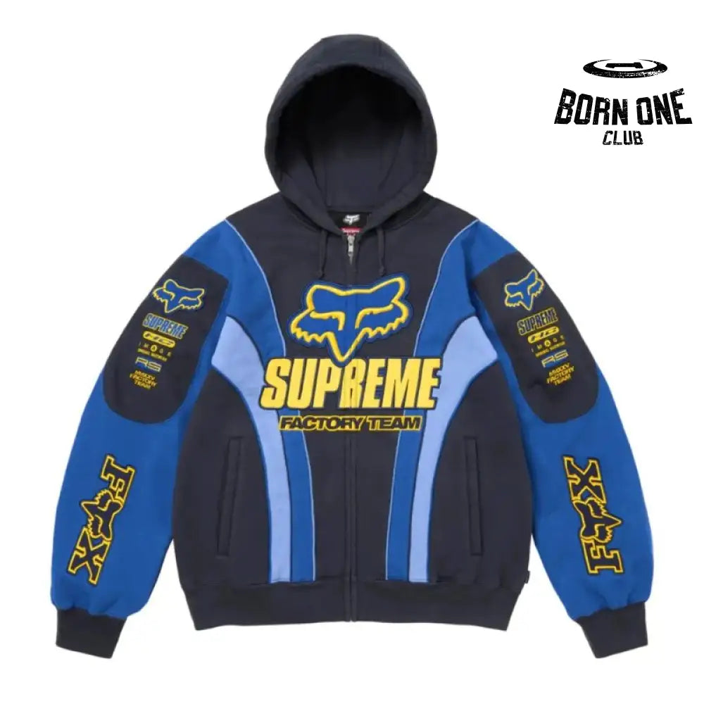 Jaqueta Supreme x Fox Racing Zíper Hooded Blue