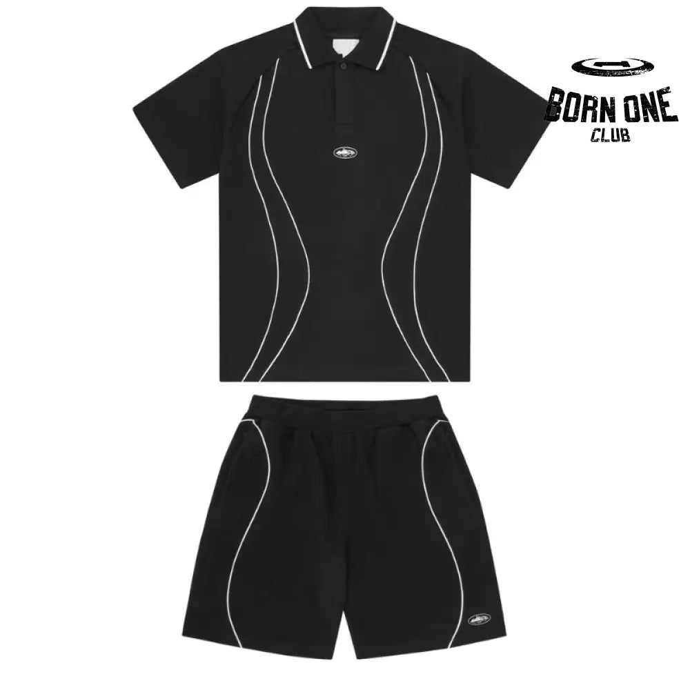 Conjunto Corteiz Island Pique Polo Preto