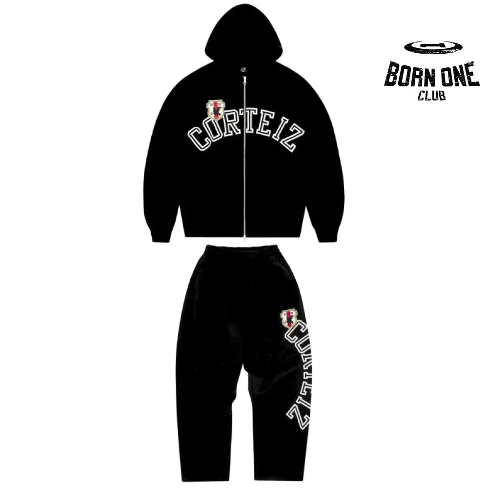 Conjunto Corteiz Arch Shield Zip Black
