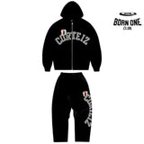 Conjunto Corteiz Arch Shield Zip Black