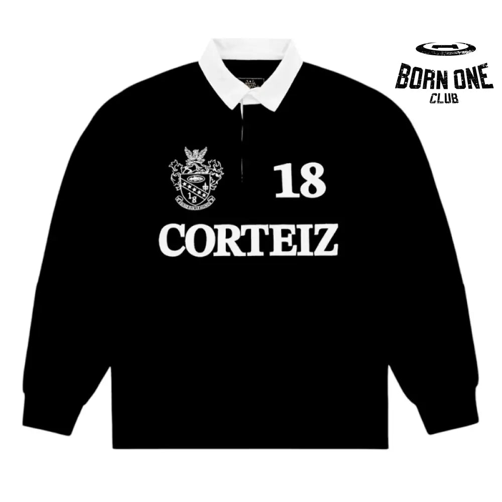 Camisa Corteiz Paneled Rugby Polo Preta