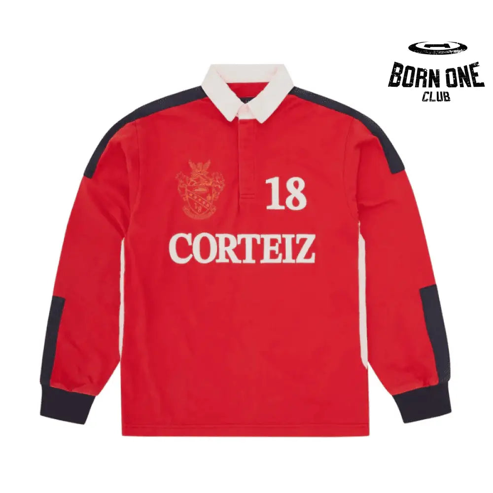 Camisa Corteiz Paneled Rugby Polo Vermelha
