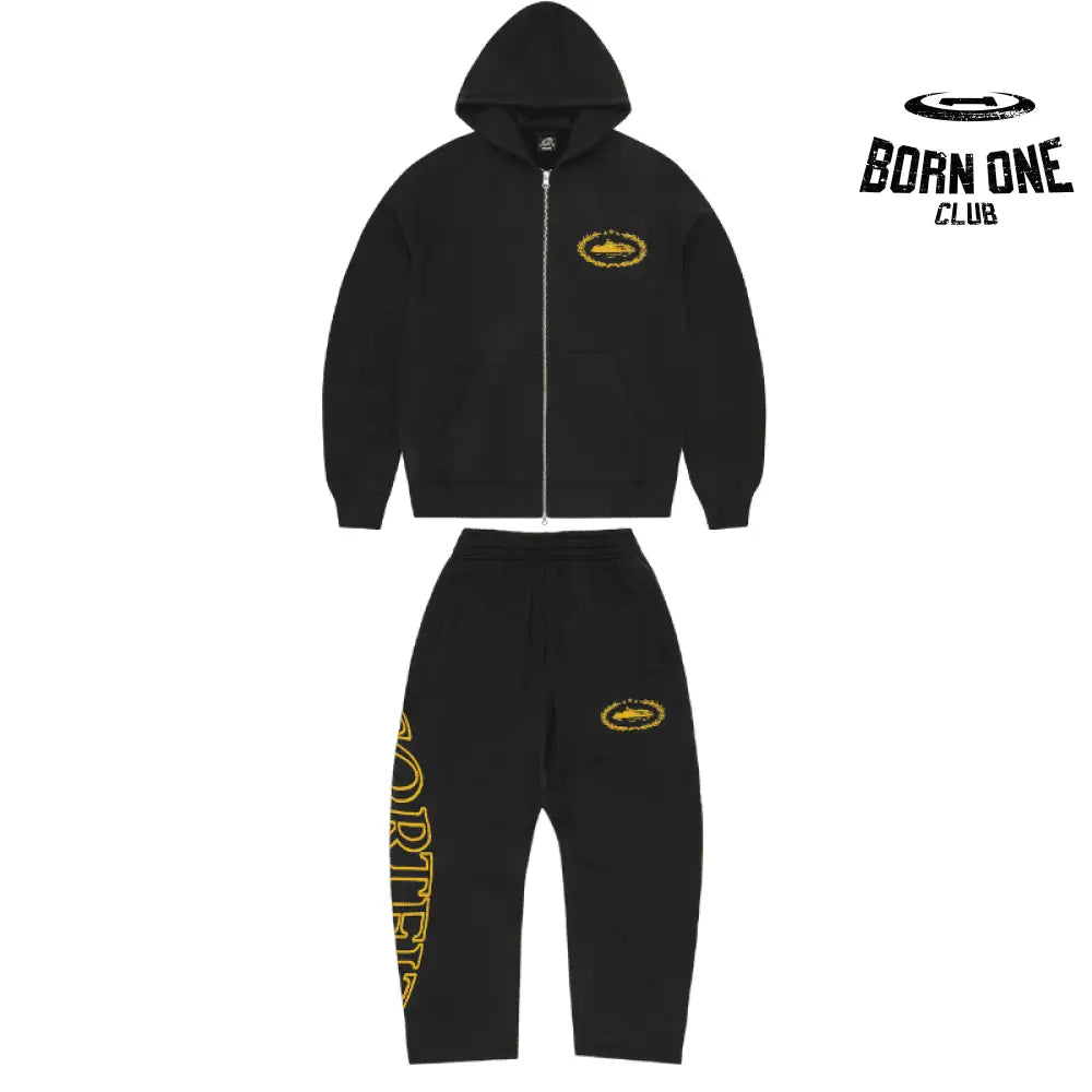 Conjunto Corteiz Superior Royale Preto/Amarelo
