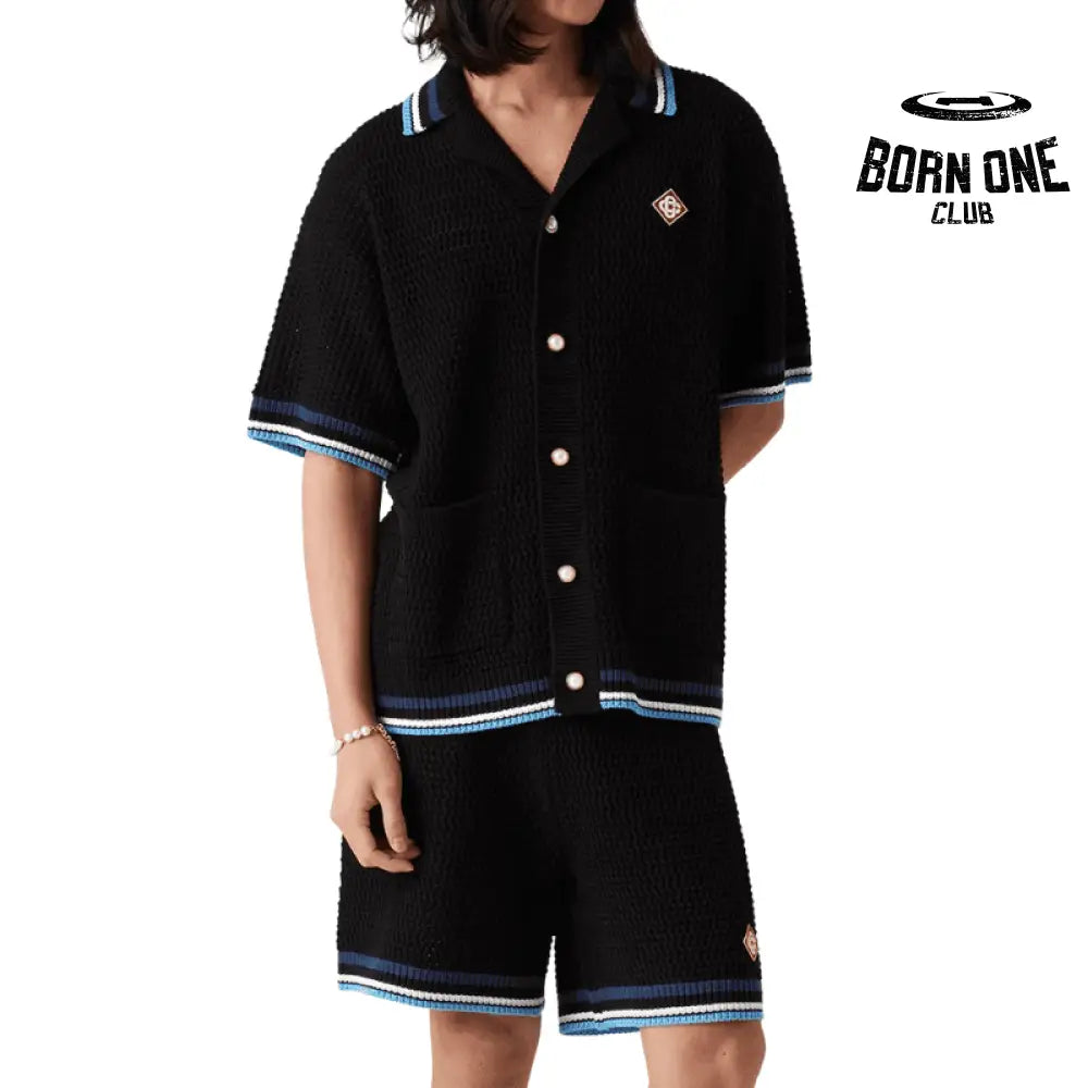 Conjunto Casablanca Crochê Gothic Preto e Azul