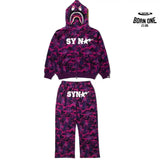 Conjunto BAPE x SYNA By Central Cee x Spotfy Shark Camo Purple