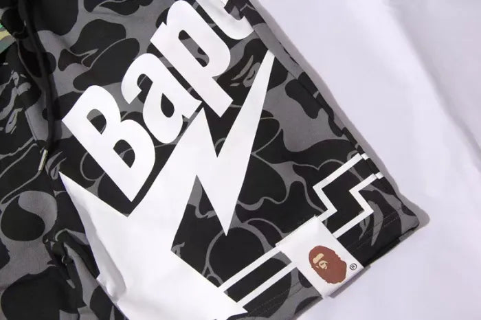 Bape Shorts Black Camo Beach