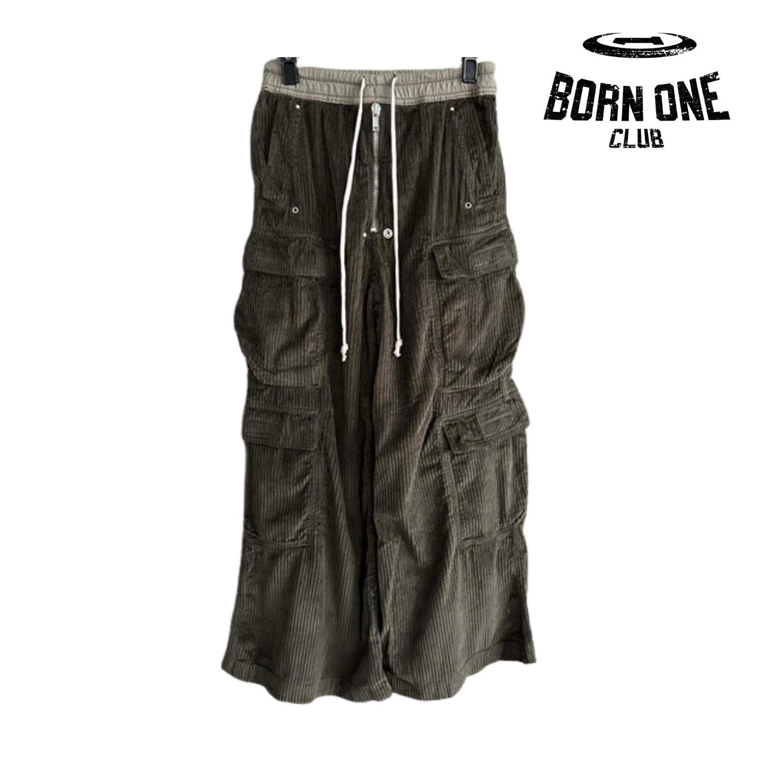 Rick Owens DRKSHDW Cargo Calça Green Cotelê (Alta Qualidade)