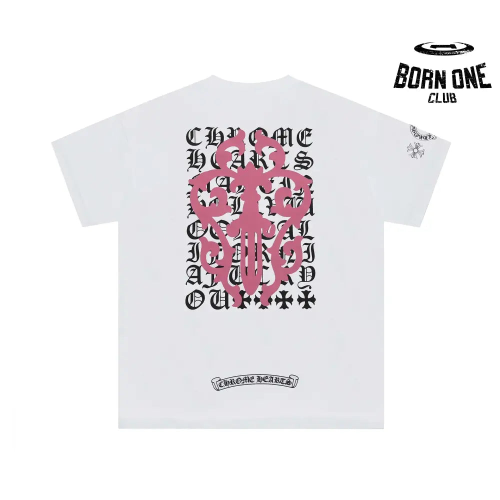 Camiseta Chrome Hearts Pink Cross Sanskrit