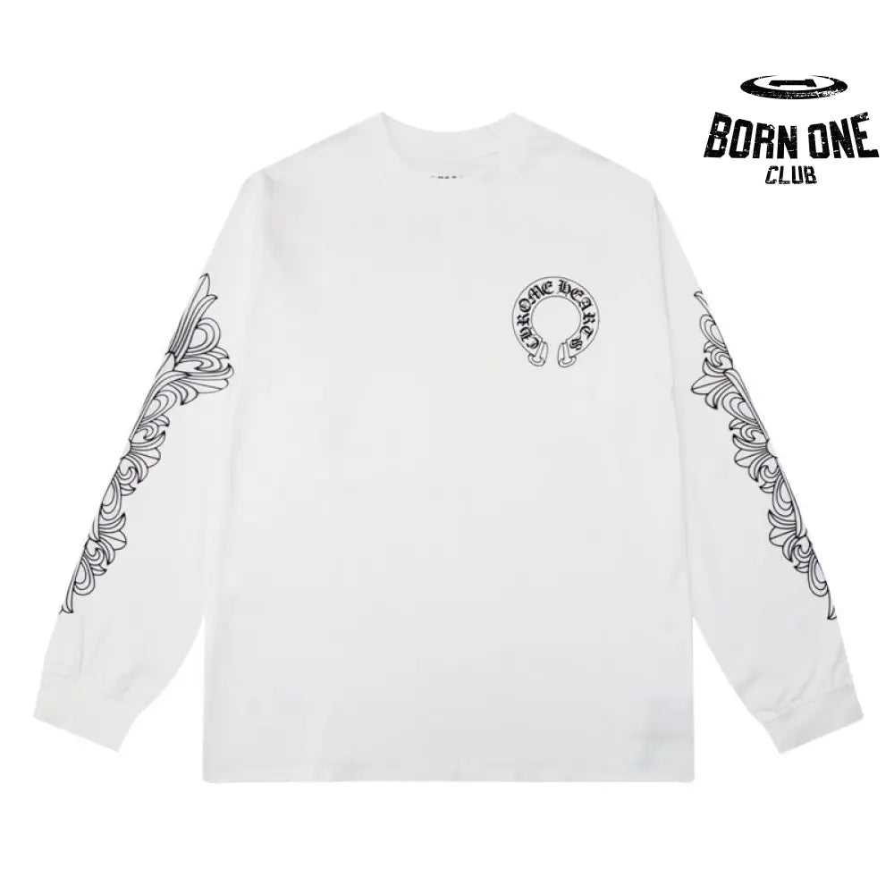 Camiseta Manga Longa Chrome Hearts Horseshoe Floral Sleeve