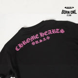 Camiseta Manga Longa Chrome Hearts Pink Floral Sleeve Preta