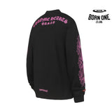 Camiseta Manga Longa Chrome Hearts Pink Floral Sleeve Preta