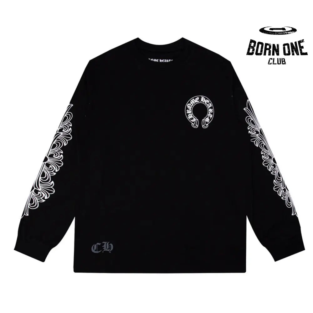 Camiseta Manga Longa Chrome Hearts Horseshoe Floral Sleeve