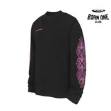 Camiseta Manga Longa Chrome Hearts Pink Floral Sleeve Preta
