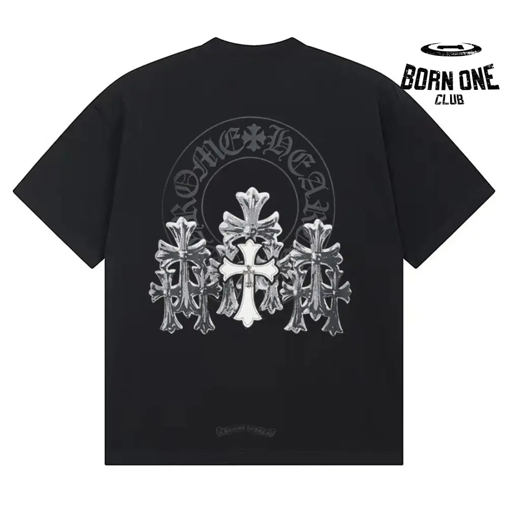 Camiseta Chrome Hearts Rhinestone Cross