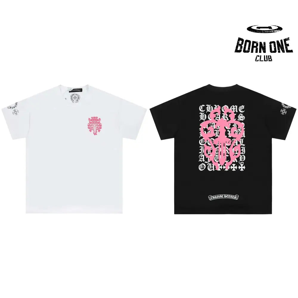 Camiseta Chrome Hearts Pink Cross Sanskrit
