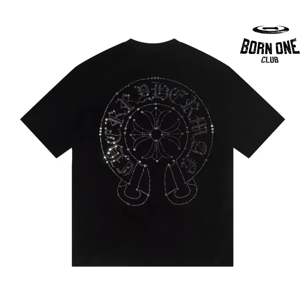 Camiseta Chrome Hearts Rhinestone Horseshoe