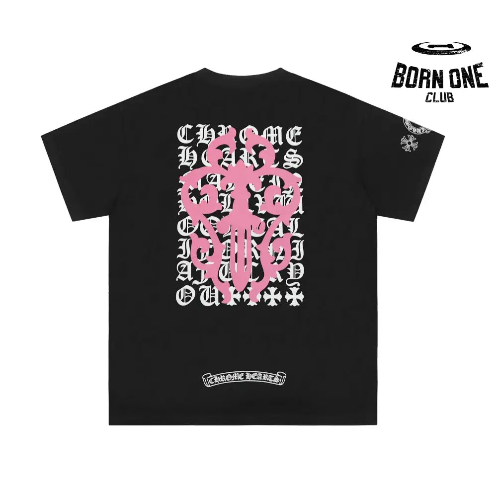 Camiseta Chrome Hearts Pink Cross Sanskrit