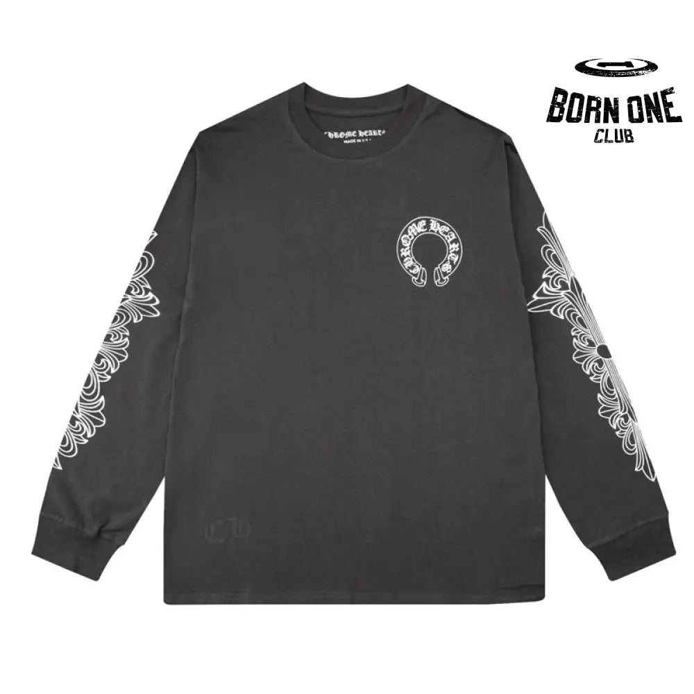 Camiseta Manga Longa Chrome Hearts Horseshoe Floral Sleeve