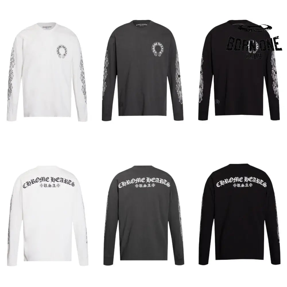 Camiseta Manga Longa Chrome Hearts Horseshoe Floral Sleeve