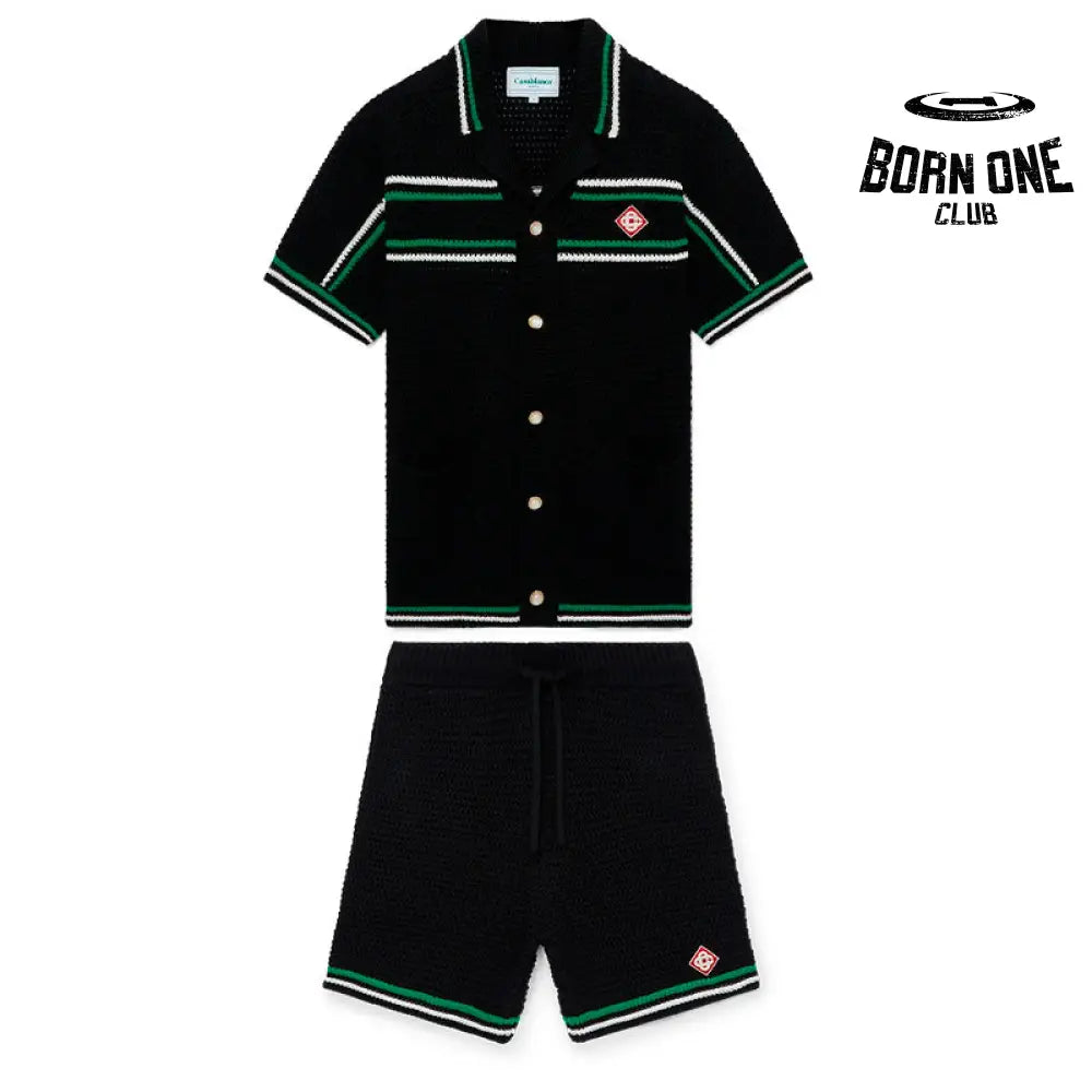 Conjunto Casablanca Crochê Preto e Verde