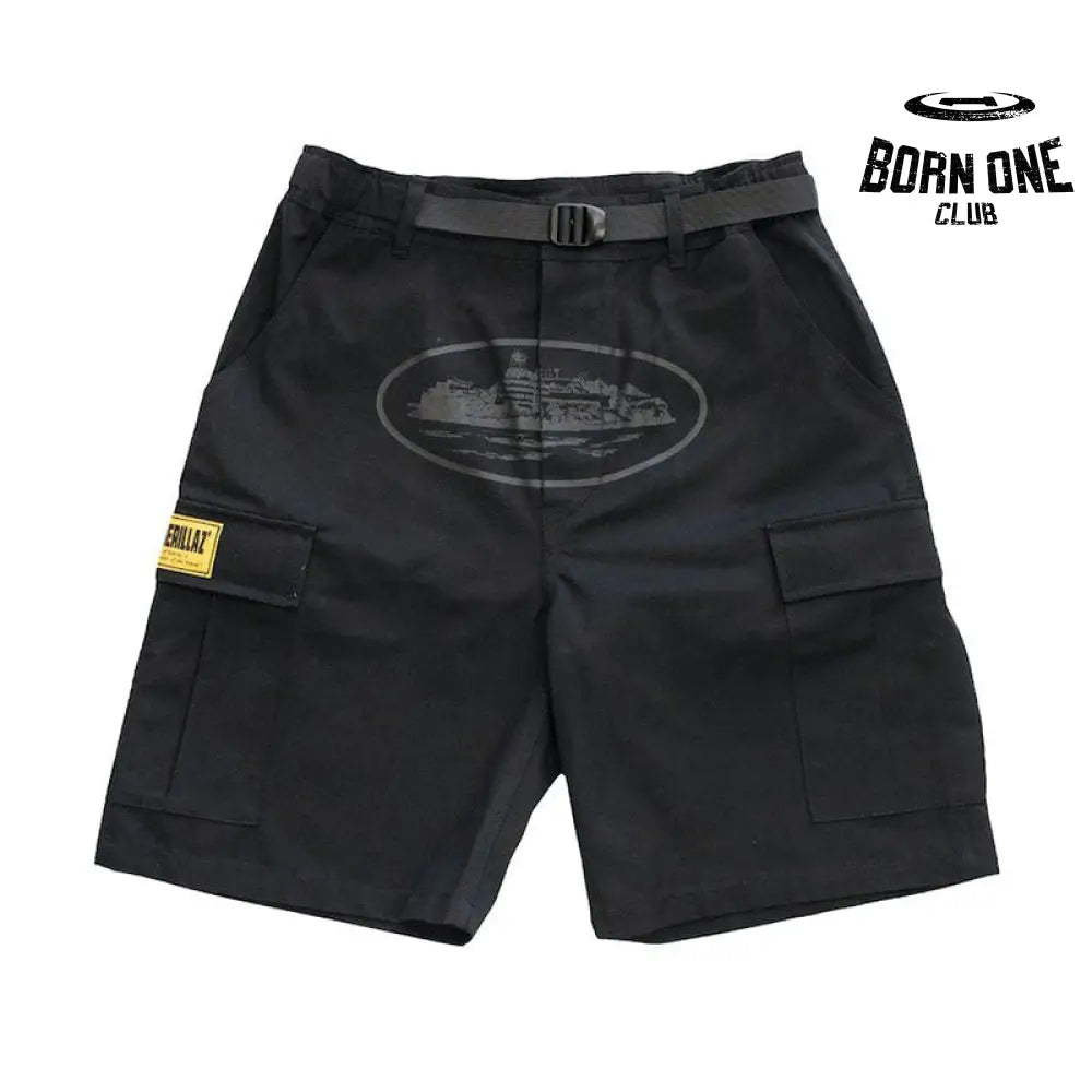 Shorts Cargo Corteiz Logo Preto