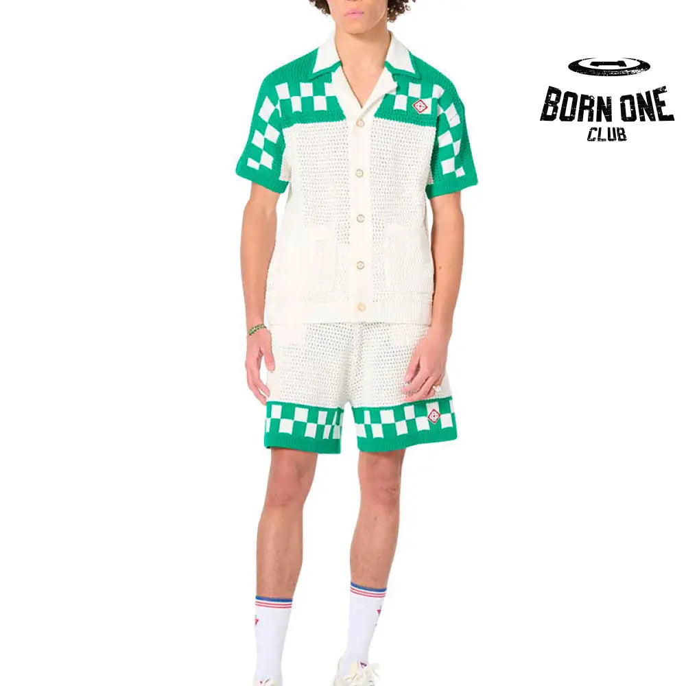 Conjunto Casablanca Crochê Branco/Verde