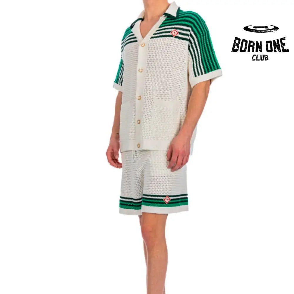 Conjunto Casablanca Crochê Verde/Branco