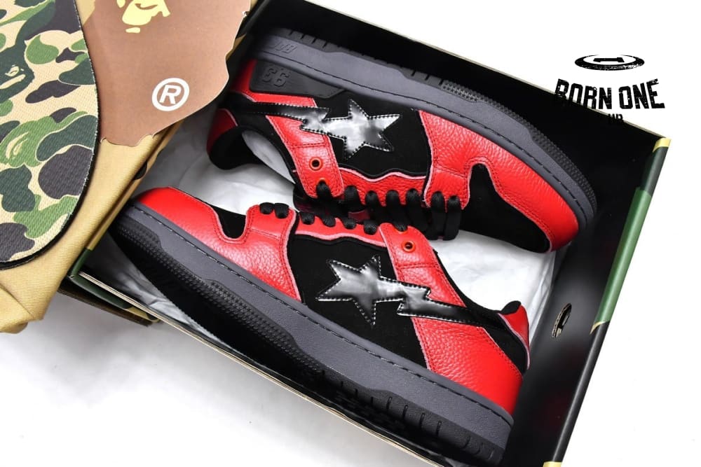 A Bathing Ape Bape SK8 Sta Black Red