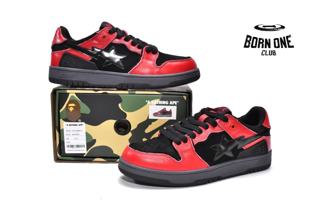 A Bathing Ape Bape SK8 Sta Black Red