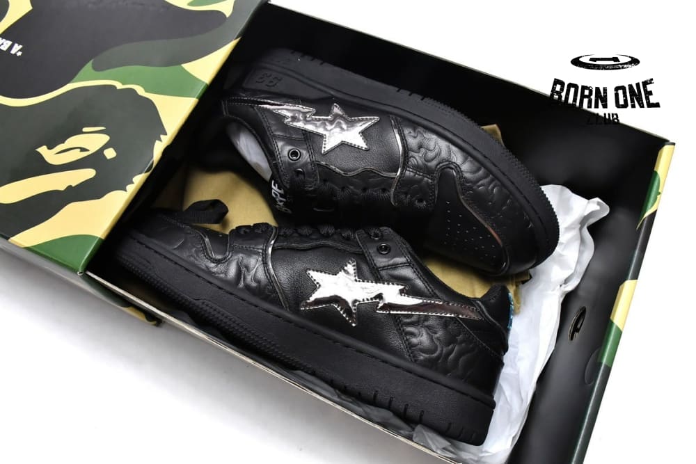 A Bathing Ape Bape SK8 Sta Black Silver