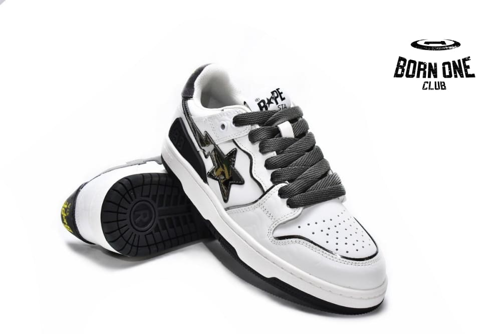 A Bathing Ape Bape SK8 Sta Black White