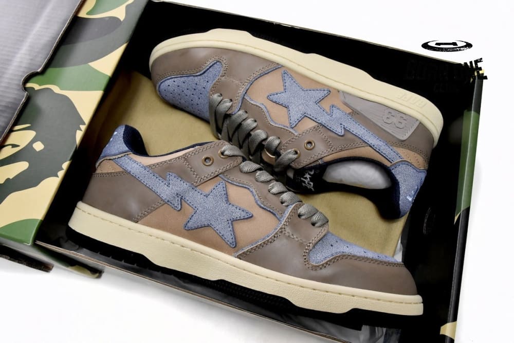 A Bathing Ape Bape Sk8 Sta Low Make old Khaki Blue 1120-291-019