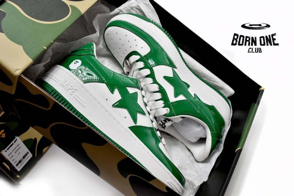 A Bathing Ape Bape Sk8 Sta Low White Green 1G70-109-0015