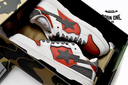 A Bathing Ape Bape Sk8 Sta Low White Red 1G70-109-0020