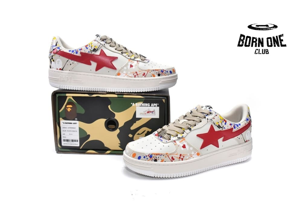 A Bathing Ape Bape SK8 Sta Paint Beige