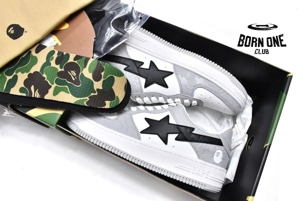 A Bathing Ape Bape SK8 Sta White Grey Black