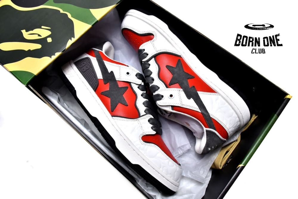 A Bathing Ape Bape SK8 Sta White Red