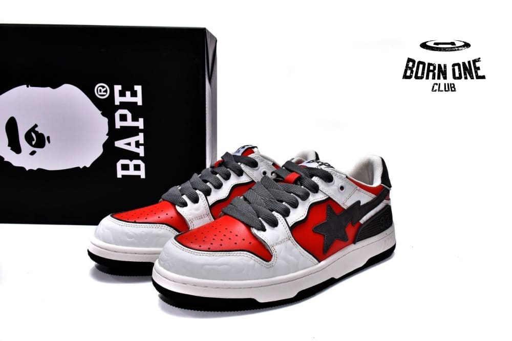 A Bathing Ape Bape SK8 Sta White Red