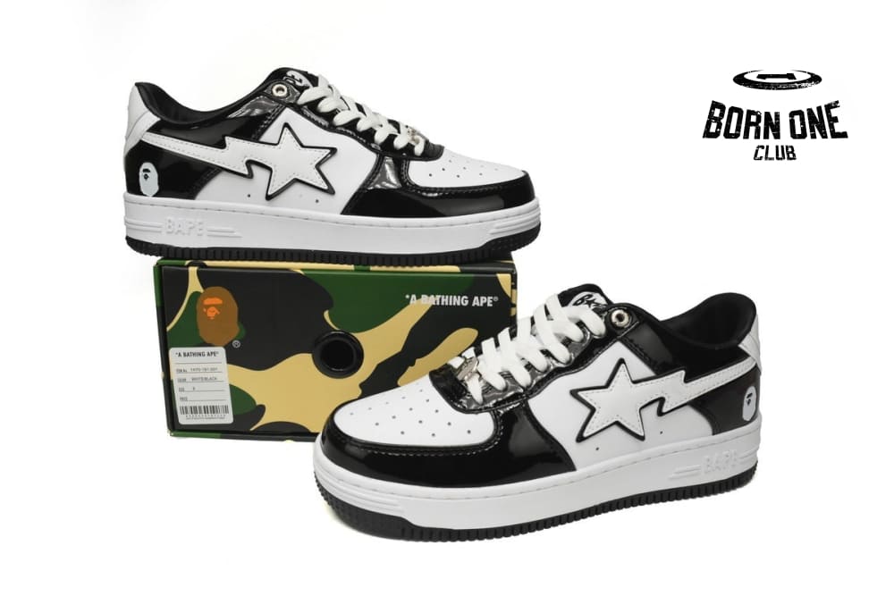 A Bathing Ape Bape Sta Low Black White 1H70-191-001