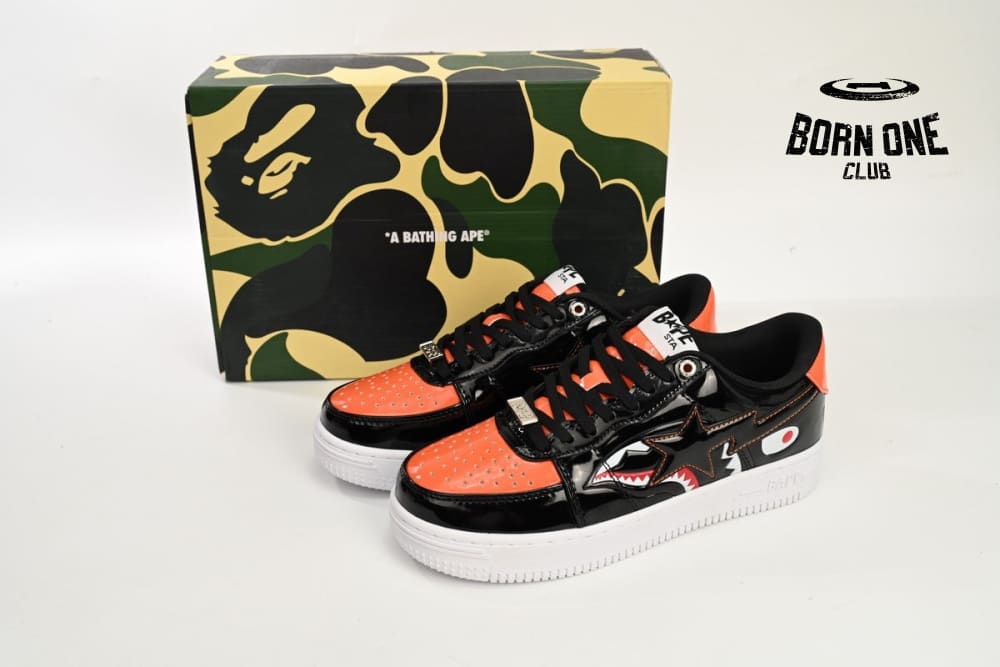 A Bathing Ape Bape Sta Low Mad Shark Black Orange 1H30191005-BLK